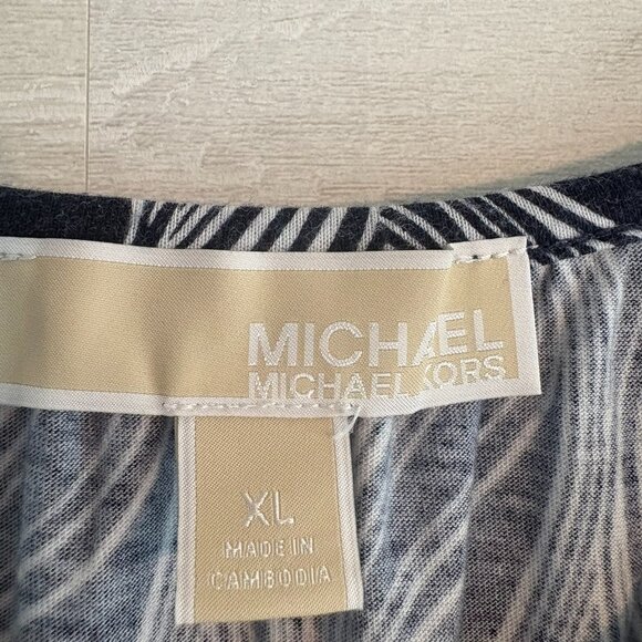 Michael Michael Kors Women's Long Sleeve Blouse Blue Pattern Size XL - Picture 3 of 5